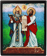 Իկոնա "Սուրբ Սաք Պարթև և Սուրբ Մեսրոպ Մաշտոց" փայտի հիմքի վրա, 12 x 10
