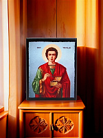 Սրբապատկեր "Սուրբ Պանտելեյմոն" փայտի հիմքի վրա