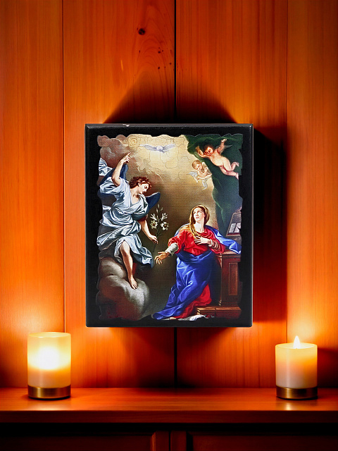 Սրբապատկեր  "Սուրբ Աստվածամոր ավետումը " փայտի հիմքի վրա 