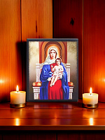 Սրբապատկեր  "Սուրբ Աստվածամայրը՝ մանուկ Հիսուսւ հետ" փայտի հիմքի վրա