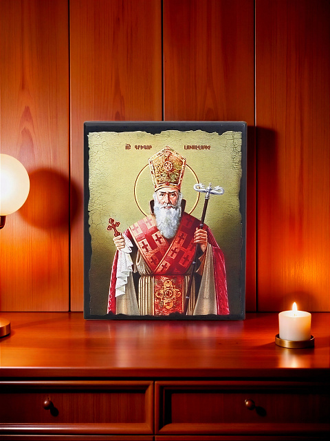 Սրբապատկեր "Սուրբ Գրիգոր Լուսավորիչ" փայտի հիմքի վրա