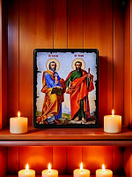 Սրբապատկեր " Սուրբ Պետրոս և Սուրբ Պողոս առաքյալներ" փայտի հիմքի վրա