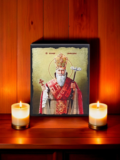 Սրբապատկեր "Սուրբ Գրիգոր Լուսավորիչ" փայտի հիմքի վրա