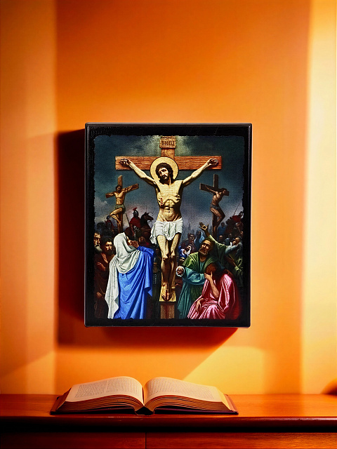 Սրբապատկեր "Հիսուս Քրիստոսի Խաչելություն" փայտի հիմքի վրա