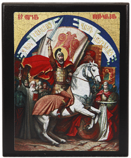 Икона "Святой Вардан Мамиконян" на деревянной основе, 12 х 10_
