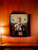 Սրբապատկեր "Սուրբ Նիկողայոս հրաշագործ" փայտի հիմքի վրա