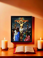 Սրբապատկեր "Հիսուս Քրիստոսի Խաչելություն" փայտի հիմքի վրա