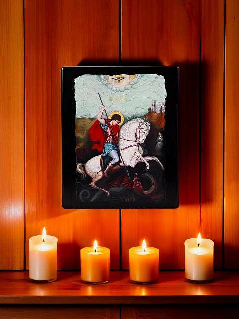 Սրբապատկեր "Սուրբ Գևորգ" փայտի հիմքի վրա