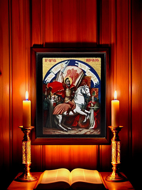 Սրբապատկեր "Սուրբ Վարդան Մամիկոնյան" փայտի հիմքի վրա