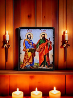 Սրբապատկեր " Սուրբ Պետրոս և Սուրբ Պողոս առաքյալներ" փայտի հիմքի վրա